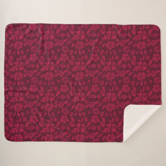 Cobertor Sherpa Burgundy Vintage Floral