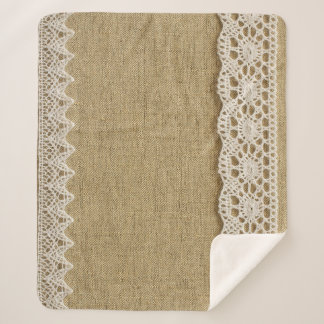 Cobertor Sherpa Burlap, textura de tecido de rendas.