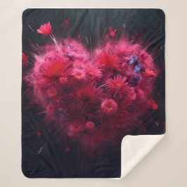 Cobertor Sherpa Burst Cardíaco Rosa Vibrante