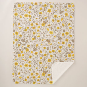 Cobertor Sherpa Buttercups, amarelo e marrom