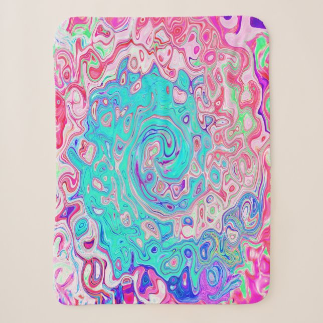 Cobertor Sherpa Cabeça azul-marinho e Abstrato cor-de-rosa (Frente)