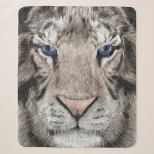 Cobertor Sherpa Cabeça de Tigre Branco Estética da Vida Selvagem