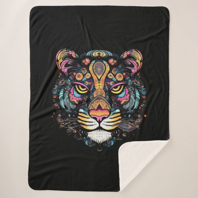 Cobertor Sherpa Cabeça de Tigre Incrível  (Frente)