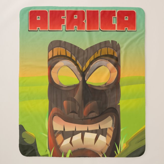 Cobertor Sherpa Cabeça Esculpida Africana (Frente)