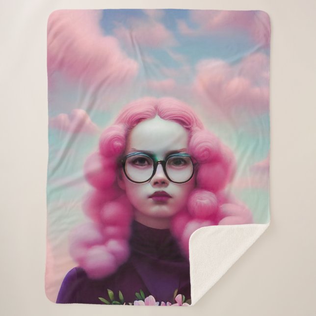 Cobertor Sherpa Cabelo Rosa Sério (Frente)