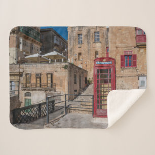 Cobertor Sherpa Cabine telefônica vermelha em La Valetta Malta