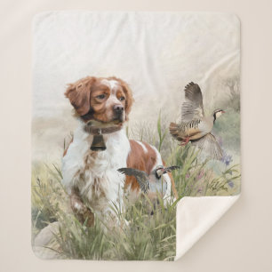 Cobertor Sherpa Caça com um cão Brittany, Art