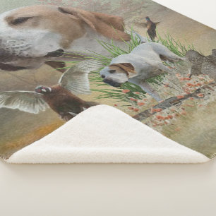 Cobertor Sherpa Caça de faisão com ponteiros, arte