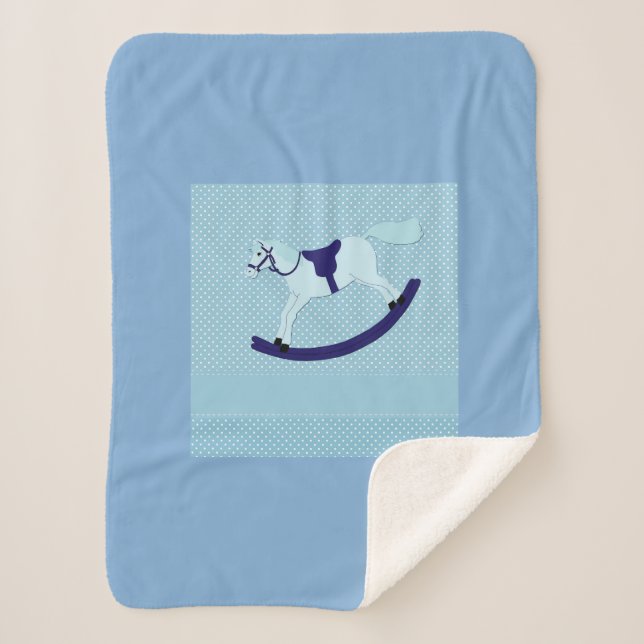 Cobertor Sherpa Cachorro Azul, Garoto Bonito, Cavalo Fogueiro (Frente)