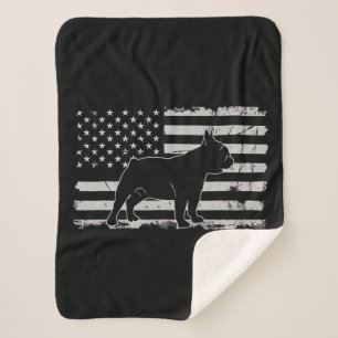 Cobertor Sherpa Cachorro   Bandeira Americana Patriótica Francesa