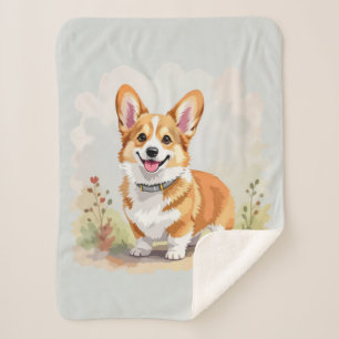 Cobertor Sherpa Cachorro Corgi Galês Pembroke Vermelho Fofo