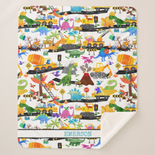 Cobertor Sherpa Cachorro das Crianças do Dinossauro de Aquarela