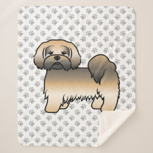Cobertor Sherpa Cachorro de Cartoon Dourado Lhasa Apso