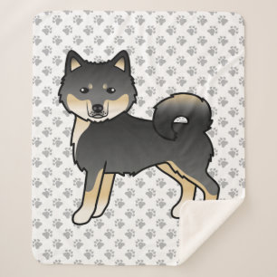 Cobertor Sherpa Cachorro De Cartoon Malamute Preto E Tan
