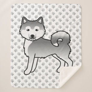 Cobertor Sherpa Cachorro de Cartoon Malamute Silver Alaskan