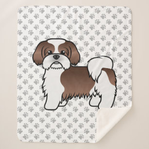 Cobertor Sherpa Cachorro De Cartoons De Fígado E Branco Shih Tzu 