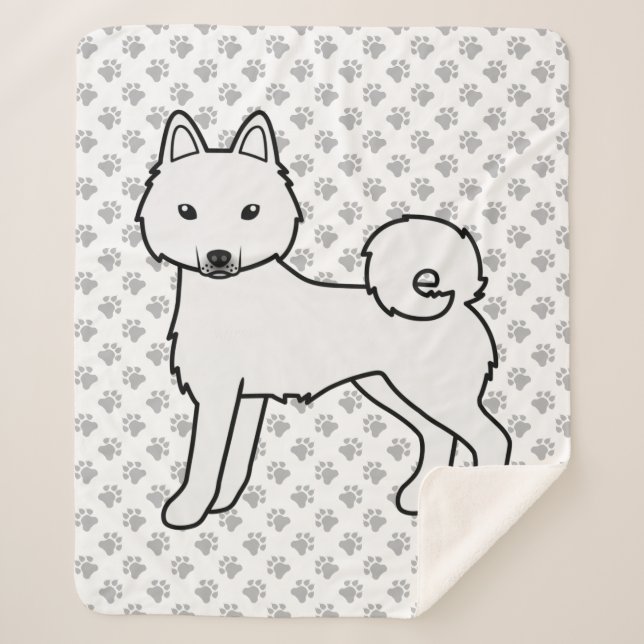 Cobertor Sherpa Cachorro de desenho animado fofo White Alaskan Kle (Frente)