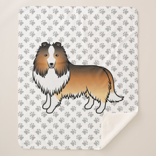 Cobertor Sherpa Cachorro de desenho animado Sable Shetland Sheepdo (Frente)