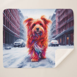 Cobertor Sherpa Cachorro de rua adorável em uma paisagem gelada na