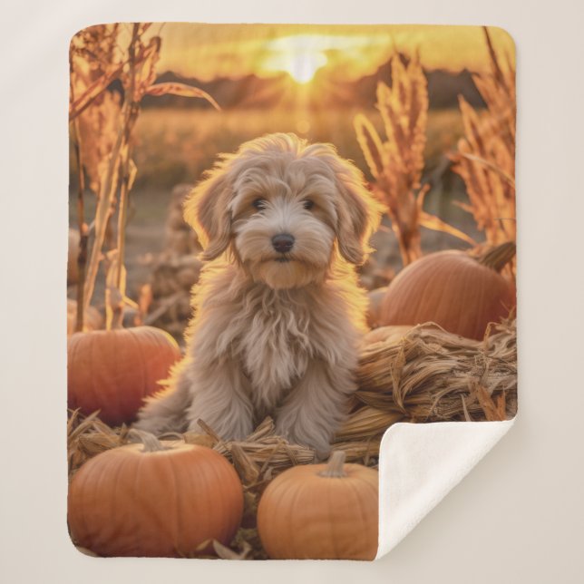 Cobertor Sherpa Cachorro do Autumn Doodle (Frente)