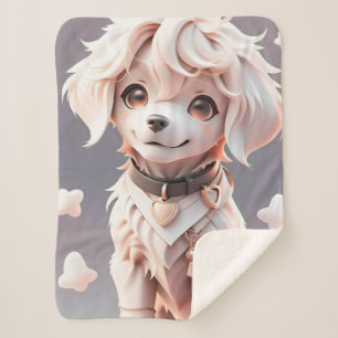 Cobertor Sherpa Cachorro do Retriever de Ouro Chibi