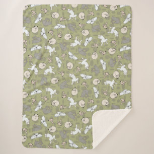 Cobertor Sherpa Cachorro Dormindo Inspirou Impressão na Cinza Verd