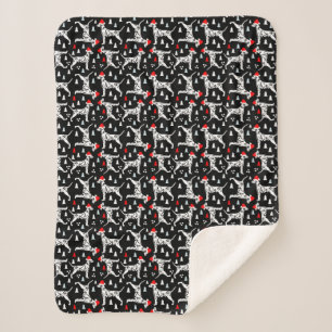 Cobertor Sherpa Cachorro Negro de Santa Hat, Árvores de Natal Dalm