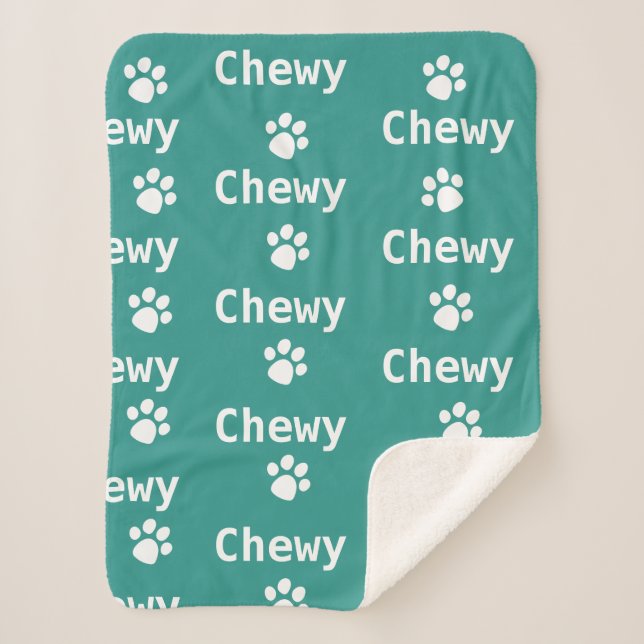 Cobertor Sherpa Cachorro Nome Branco Verde (Frente)