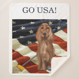 COBERTOR SHERPA CACHORRO SETTER VERMELHO CURLING 