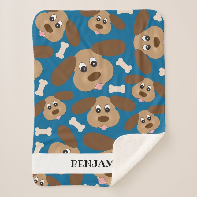 Cobertor Sherpa Cachorro Sorriso Bonito com Grandes Orelhas Person (Frente)