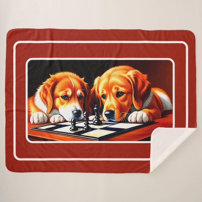 Cobertor Sherpa Cachorros Bonitos Reproduzindo Peito (Frente (Horizontal))