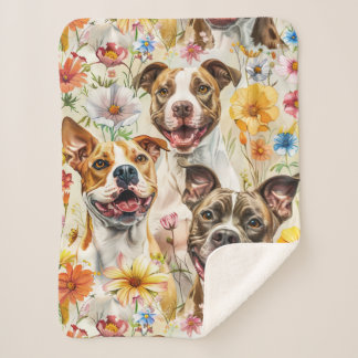 Cobertor Sherpa Cachorros de Pitbull Felizes, Touros de Poço