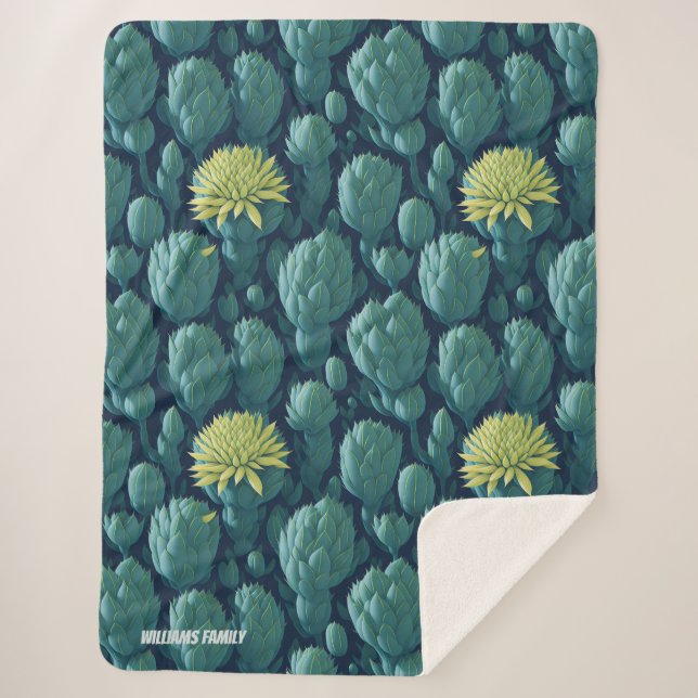 Cobertor Sherpa Cacto personalizado, suculentos na floração (Frente)