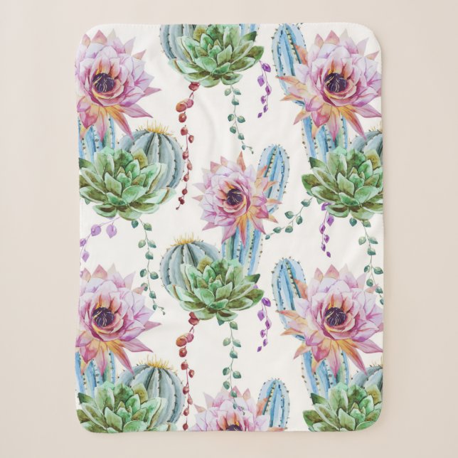 Cobertor Sherpa Cactus Art Pattern (Frente)