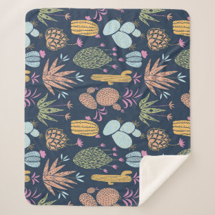 Cobertor Sherpa Cactus Charm: Vintage Floral Colorida