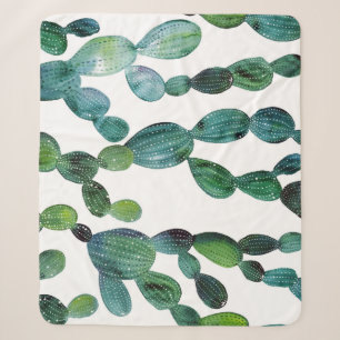 Cobertor Sherpa Cactus Craze: Tendência da Aquarela Tropical