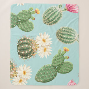 Cobertor Sherpa Cactus, flores cor-de-rosa: decor leve