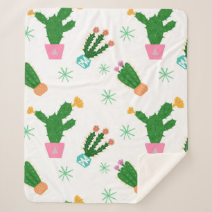 Cobertor Sherpa Cactus, sem costura, padrão de vindima, orname rep