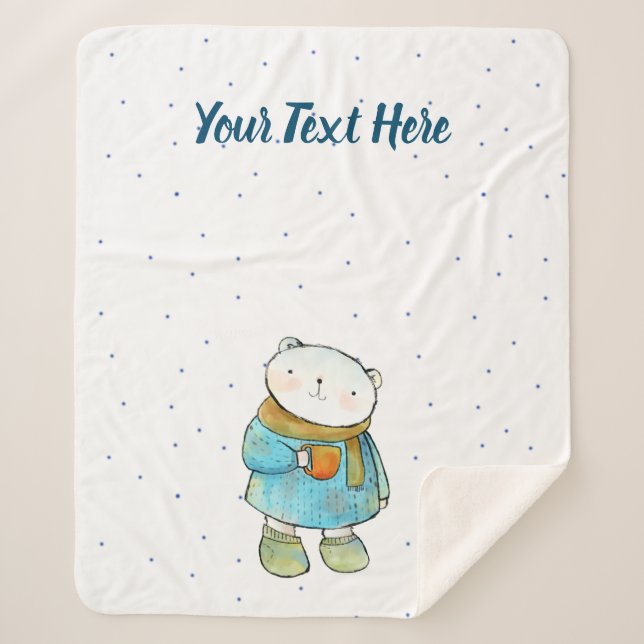 Cobertor Sherpa Café Amar Urso Polar (Frente)
