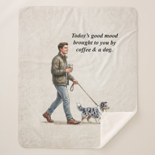 Cobertor Sherpa Café & um Dia Aconchegante com Sheltie (Frente)