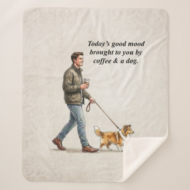 Cobertor Sherpa Café & um Dia Aconchegante com Sheltie (Frente)