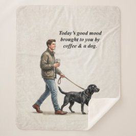 Cobertor Sherpa Café & um Dia Aconchegante com um Labrador Preto