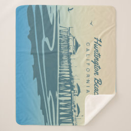 Cobertor Sherpa Cais de Huntington Beach, CA - ilustração feita