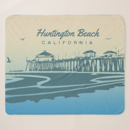 Cobertor Sherpa Cais de Huntington Beach, CA - ilustração feita