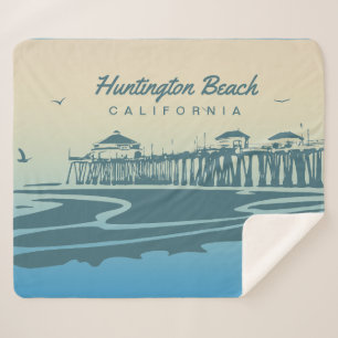 Cobertor Sherpa Cais de Huntington Beach, CA - ilustração feita