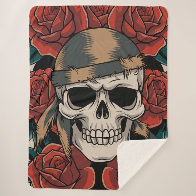 Cobertor Sherpa Calavera Floral (Frente)