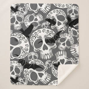 Cobertor Sherpa Calaveras Decorativas do Halloween