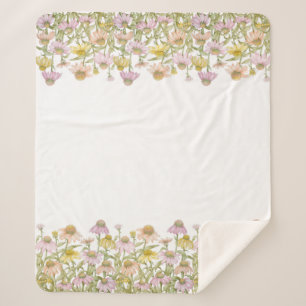 Cobertor Sherpa Caldeiras de Arte Botânica Floral Média