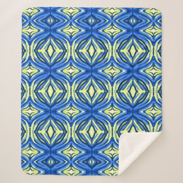 Cobertor Sherpa Caleidoscópio Amarelo e Azul (Frente)