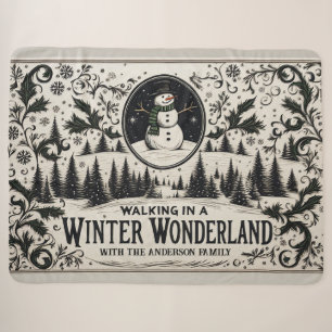 Cobertor Sherpa Caminhando em uma Wonderland de inverno Snowman